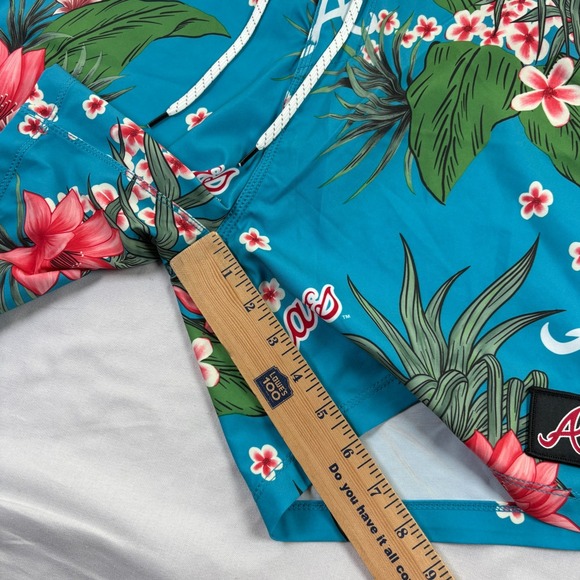 Atlanta Braves Hurley Board Shorts Mens Size 32 Blue Floral Bathing Suit MLB NEW - Picture 8 of 12